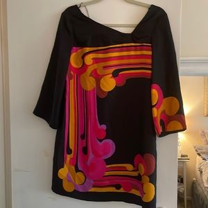 Tibi 70s swirl middie dress